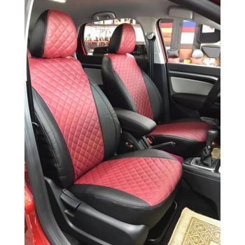 Авточехлы Автопилот черный бордовый Ромб