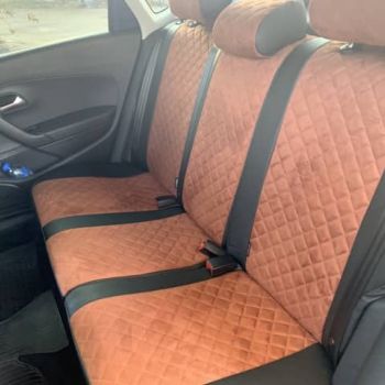 Авточехлы Автопилот черный коричневый алькантара Ромб